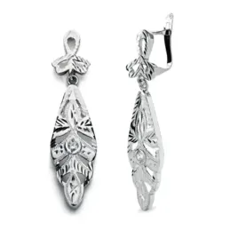 Pendientes Oro Blanco de 18k cubanas caladas con circonitas