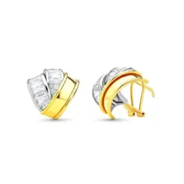 Pendientes en Oro Bicolor 18k de 16 mm. con bandas lisas combinadas c