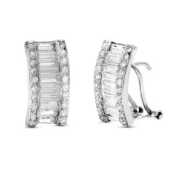 Pendientes en Oro Blanco de 18k con circonitas combinadas