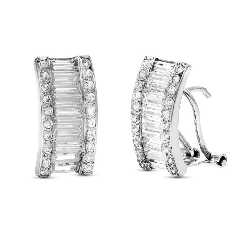 Pendientes en Oro Blanco de 18k con circonitas combinadas