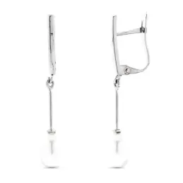 Pendientes Largos en Oro Blanco 18k con 30 mm. perla con forma de per