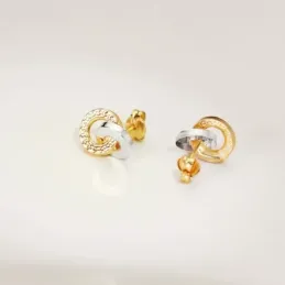 Pendientes en Oro Bicolor de 18k con 10 mm. círculos enlazados liso c