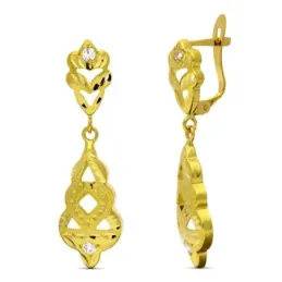 Pendientes Largos en Oro de 18k con 31 mm. dos cuerpos cigarrón talla