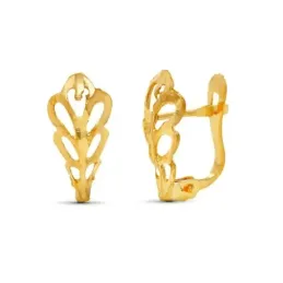 Pendientes Oro 18k de 14 mm. forma de hoja calada tallada