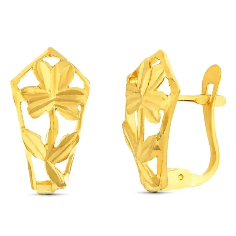 Pendientes en Oro 18k con 14 mm. forma de flor calados
