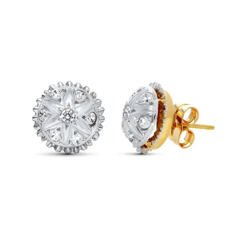 Pendientes en Oro Blanco de 18k platino piña con circonitas