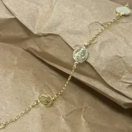 San Judas Tadeo Pulsera Plata Ley 925m chapada en oro con 19 cm. disc