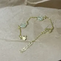 San Judas Tadeo Pulsera Plata Ley 925m chapada en oro con 19 cm. disc