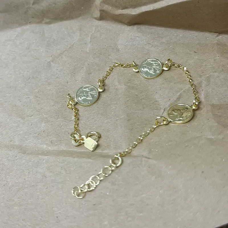 San Judas Tadeo Pulsera Plata Ley 925m chapada en oro con 19 cm. disc