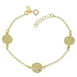 San Judas Tadeo Pulsera Plata Ley 925m chapada en oro con 19 cm. disc