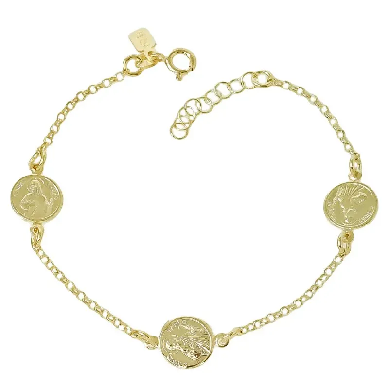 San Judas Tadeo Pulsera Plata Ley 925m chapada en oro con 19 cm. disc