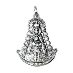 Colgante plata Ley 925m imagen Virgen del Rocío 38mm. silueta detalles tallados maciza