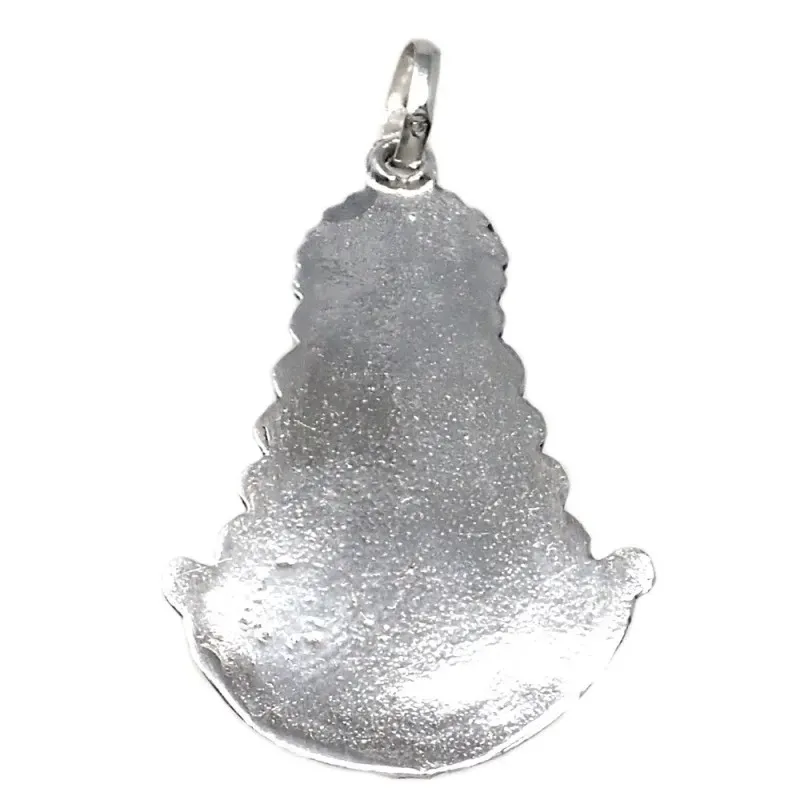 Colgante plata Ley 925m imagen Virgen del Rocío 38mm. silueta detalles tallados maciza