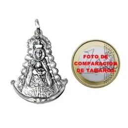 Colgante plata Ley 925m imagen Virgen del Rocío 38mm. silueta detalles tallados maciza