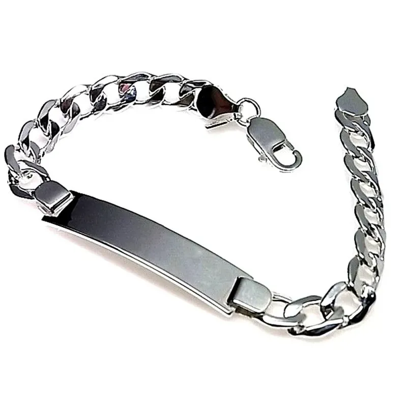 Esclava Plata Ley 925m unisex 18.5 cm. lisa hueca barbada