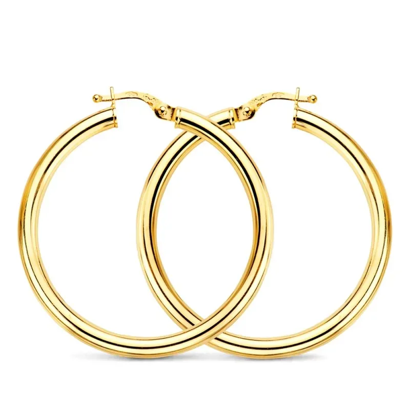 Pendientes oro 9k mujer aros 35 mm. lisos huecos