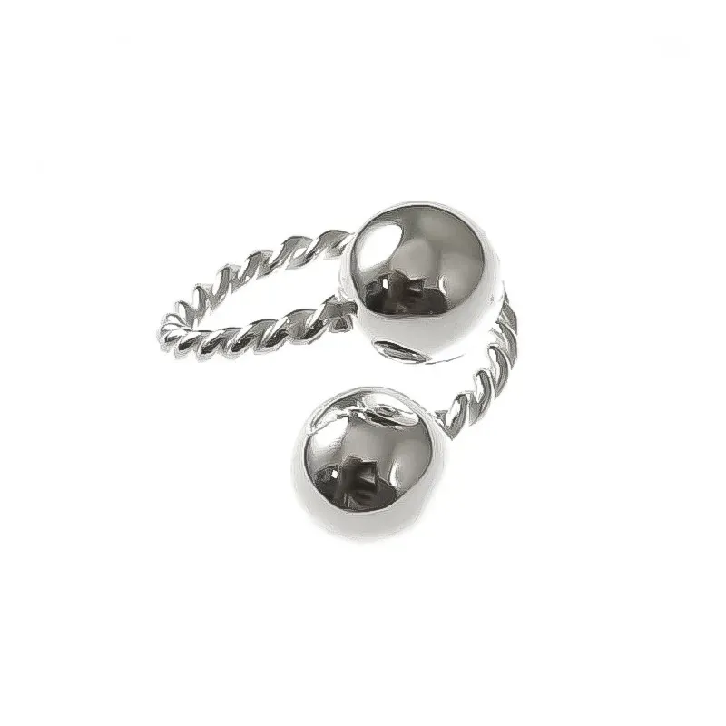 Sortija plata Ley 925m abierta lisa tonisa bolas ajustable [AC0266]