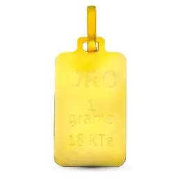 Colgante en Oro de 18k chapa lingote de 1 gramo