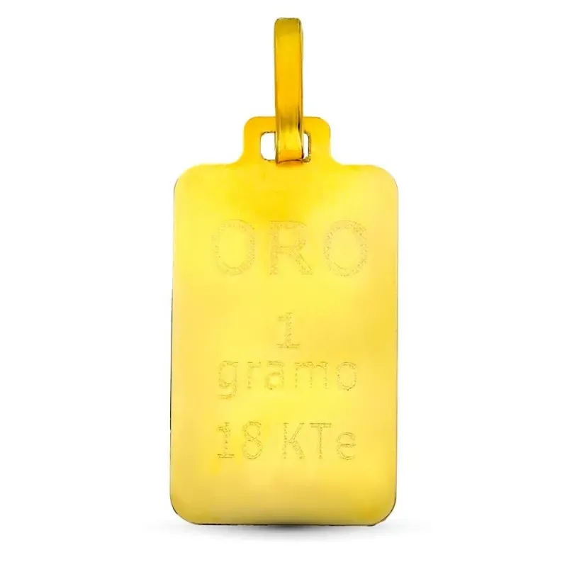 Colgante en Oro de 18k chapa lingote de 1 gramo