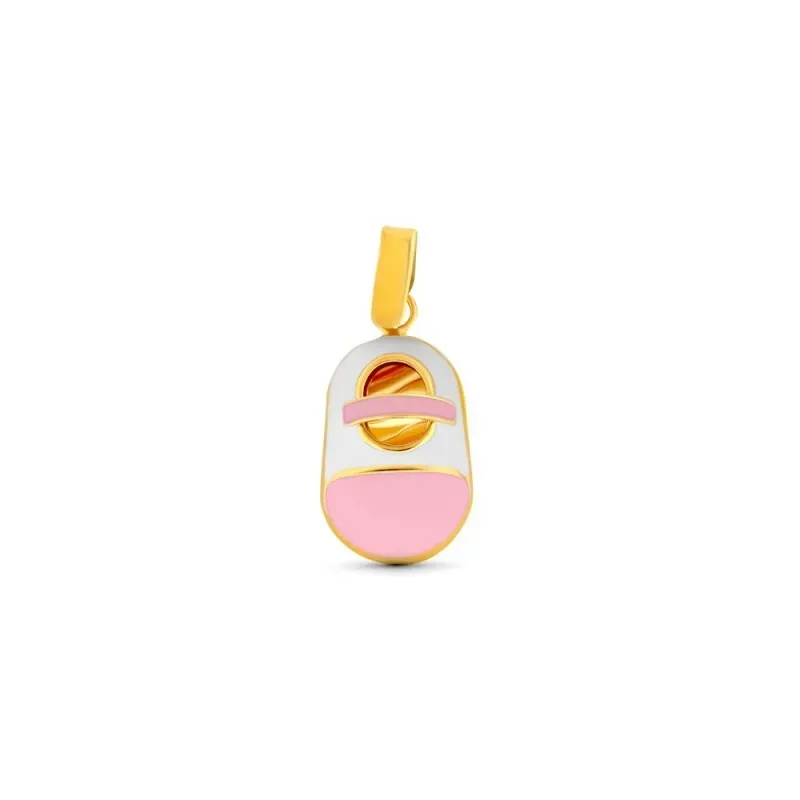 Colgante en Oro 18k con 15 mm. forma de zapato esmaltado color rosa