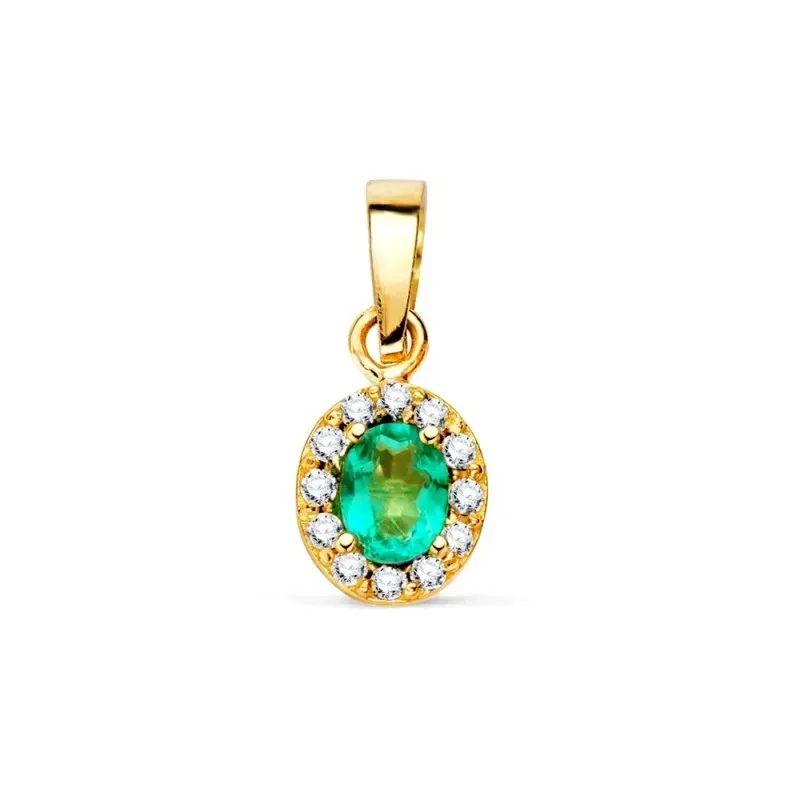Colgante en Oro de 18k con 6.5 mm. ovalado piedra topacio centro comb