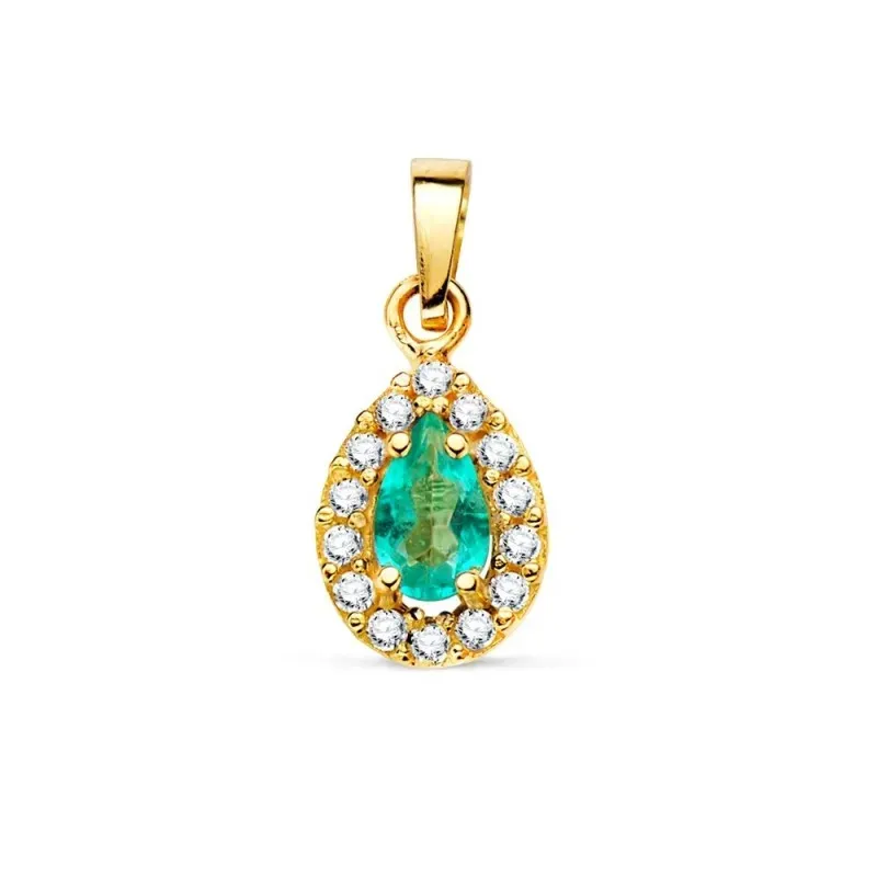 Colgante en Oro de 18k con 11 mm. ovalado piedra topacio centro combi