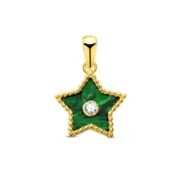 Colgante en Oro de 18k con 12 mm. forma de estrella piedra malaquita