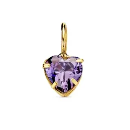 Colgante en Oro de 18k con 5 mm. forma de corazón con piedra amatista