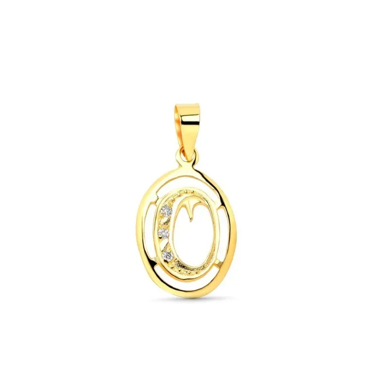Colgante Inicial en Oro de 18k letra O con circonitas