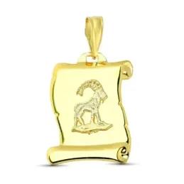 Pergamino Colgante en Oro de 18k placa con detalle horóscopo Capricor