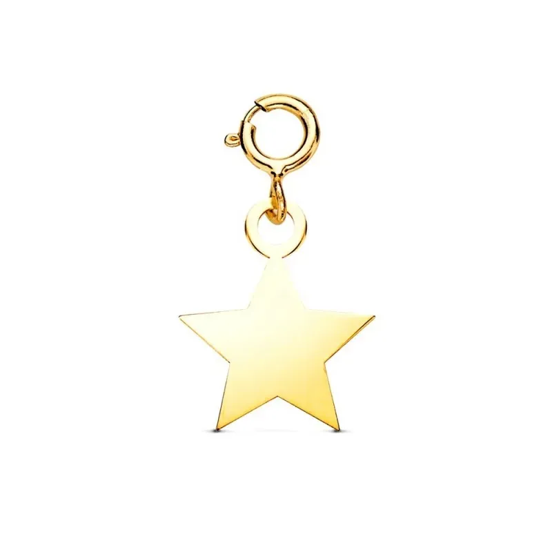 Colgante en Oro de 18k con 12 mm. forma de estrella con reasa de 4.5