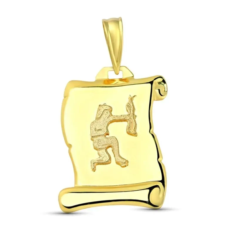 Pergamino Colgante en Oro de 18k placa con detalle horóscopo Sagitari