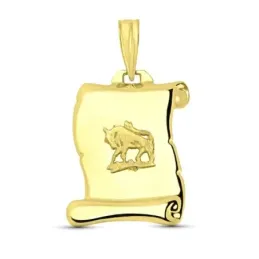 Pergamino Colgante en Oro de 18k placa con detalle horóscopo Tauro