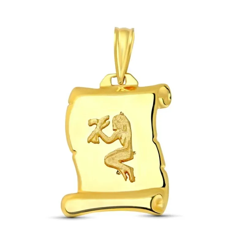 Pergamino Colgante en Oro de 18k placa con detalle horóscopo Virgo