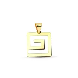 Colgante en Oro de 18k con 44 mm. forma cuadrada calado  con cordón d