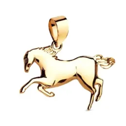 Colgante en Oro de 18k con 23 mm. caballo corriendo acabado en brillo