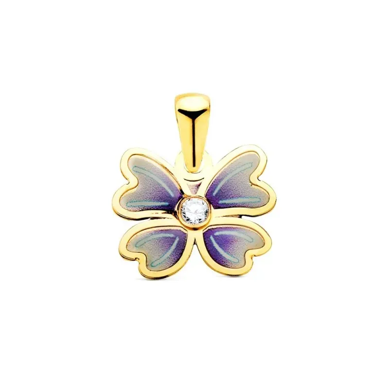 Colgante en Oro de 18k con 11.5 mm. forma de mariposa azul con circon