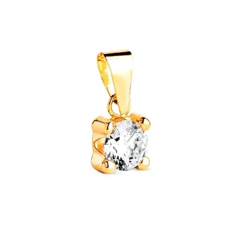 Colgante en Oro de 18k con circonita en el centro de 5 mm. y cuatro g