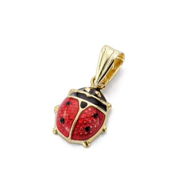 Mariquita Colgante en Oro de 18k con 11 mm. forma de mariquita esmalt