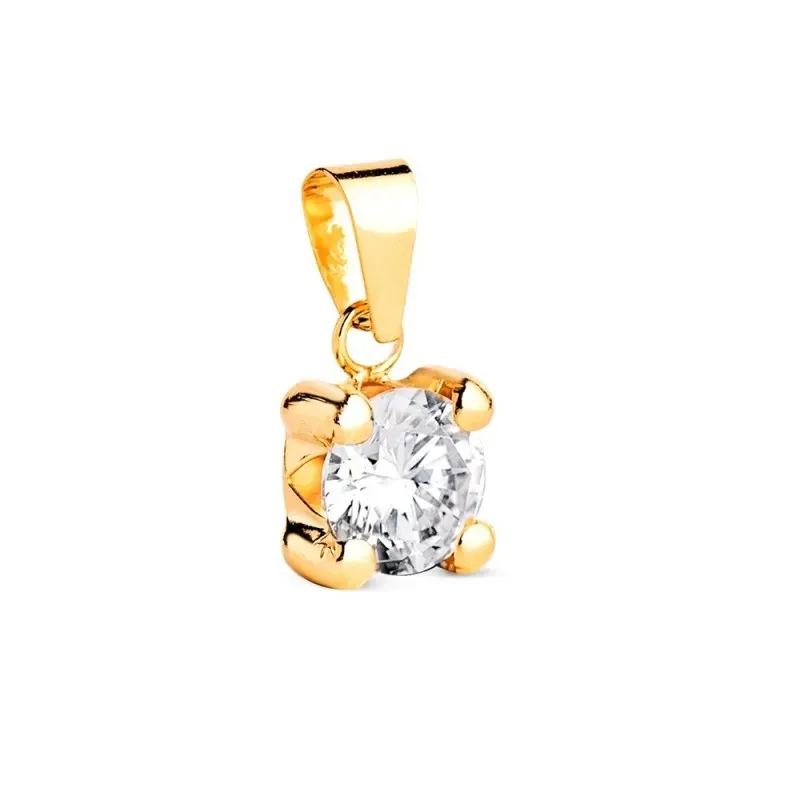 Colgante en Oro de 18k con circonita en el centro de 6 mm. y cuatro g