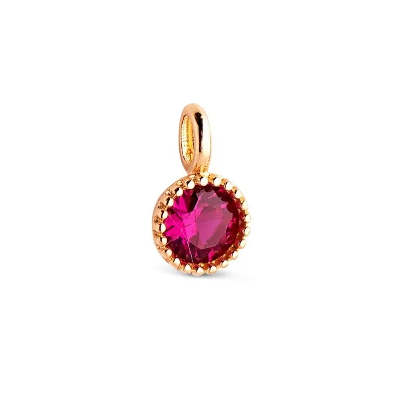 Colgante en Oro de 18k con 5.5 mm. piedra roja en el centro borde det