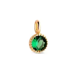 Colgante en Oro de 18k con 5.5 mm. piedra verde en el centro borde de