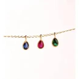 Colgante en Oro 18k de 11 mm. forma de gota con piedra verde en el ce