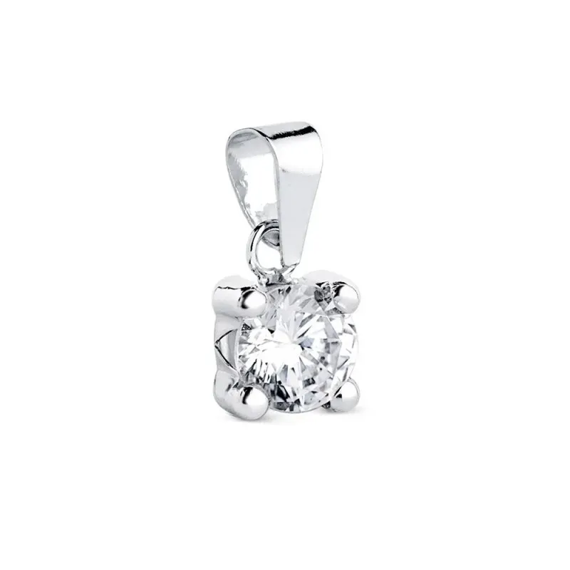 Colgante en Oro Blanco de 18k con 5.5 mm. circonita con cuatro garras