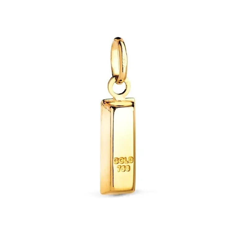 Colgante en Oro de 18k chapa lingote hueco con 15 mm. acabado brillo