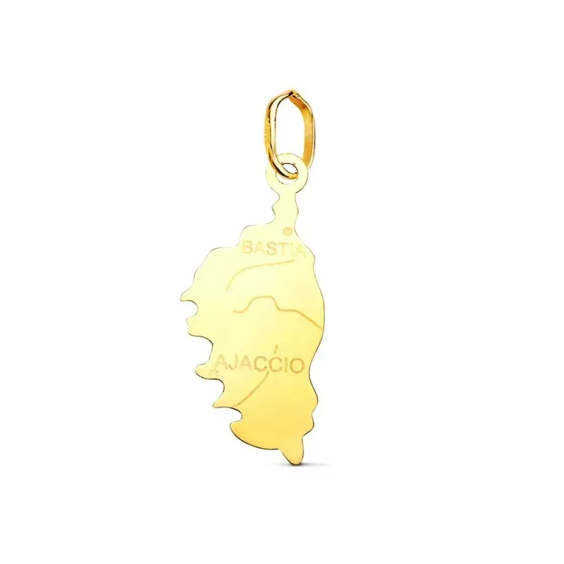 Colgante en Oro de 18k con 22.5 mm. silueta isla Córcega acabada en b
