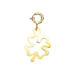 Colgante en Oro 18k con 12 mm. forma de trébol calado con reasa de 4.