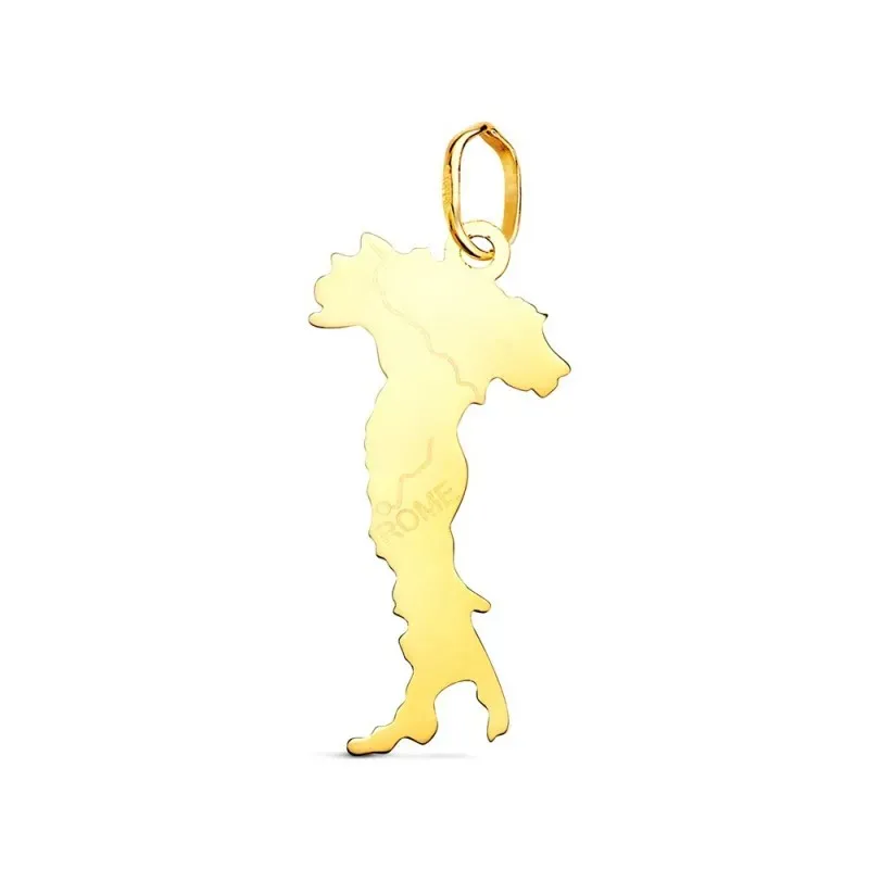 Colgante en Oro de 18k con 25 mm. silueta Italia acabada en brillo