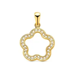 Colgante en Oro de 18k con 15 mm. forma de flor calada con circonitas