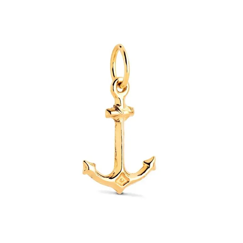 Colgante en Oro 18k de 14 mm. ancla marinera lisa acabada en brillo